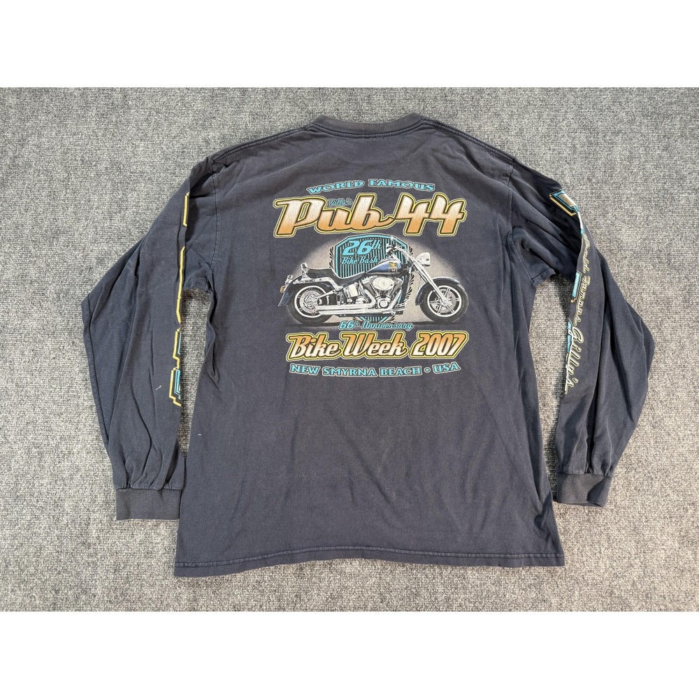 Pub 44 Bike Week Shirt Mens Large Black Long Sleeve Motorcycle Florida 2007 Logo
